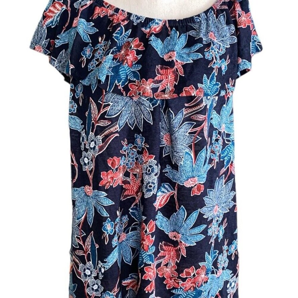 J. Jill Love Linen Sarasa Tropical Print Knit Top plus size 2X NEW